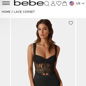 Bebe Black Lace Corset NWT